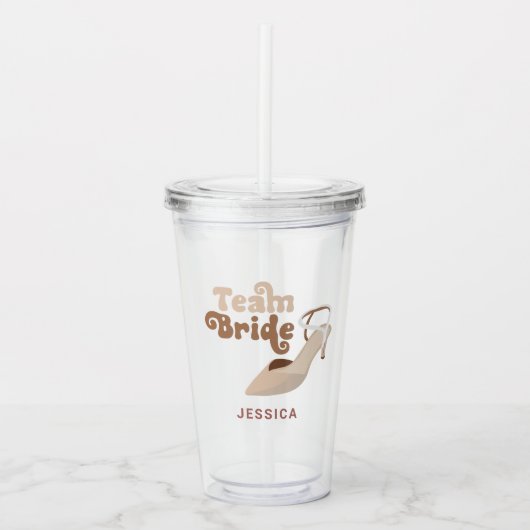 キュートチームブライドブライダルパーティ パーソナライズされた アクリルタンブラー (正面)