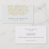 キュートツお洒落リー葉自然グレー 名刺 (正面/裏面)