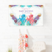 キュートツインズオーシャンタコカラフルハッピーバースデー 横断幕 (インサイチュ)