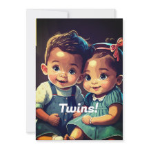 キュートツインズベビーシャワー招待状