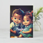 キュートツインズベビーシャワー招待状 招待状 (スタンド正面)