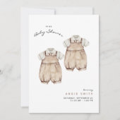 キュートツインズボーイズベビーシャワー招待状 招待状 (正面)