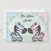 キュートツインベビーゼブラス&フラワーズベビースプリンクル 招待状 (正面)