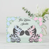 キュートツインベビーゼブラス&フラワーズベビースプリンクル 招待状 (スタンド正面)