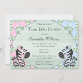 キュートツインベビーゼブラス&フラワーズベビースプリンクル 招待状 (裏面)