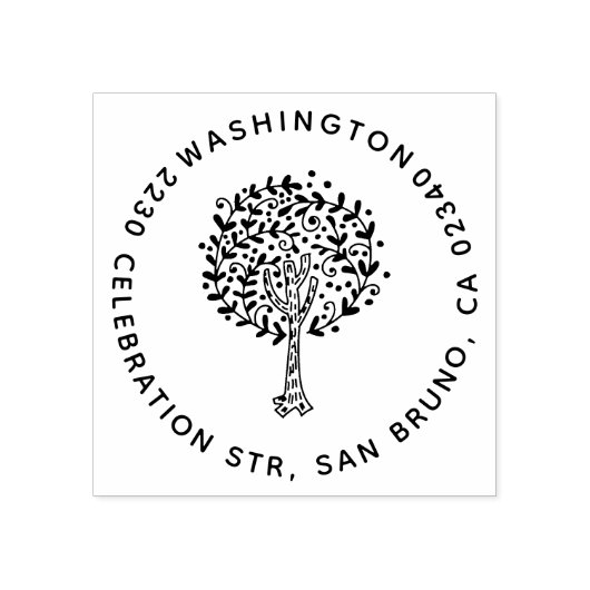 キュートツリーファミリーネームラウンド差出人住所 ラバースタンプ (インプリント)