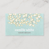 キュートツリー葉ズライトターコイズリネンルック 名刺 (正面)