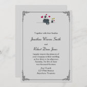 キュートツーグルームズカートゥーンゲイ結婚式招待状 招待状 (正面/裏面)