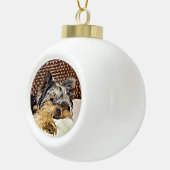 キュートティーカップヨークシャーテリアヨークシャーテリアデジタルアート セラミックボールオーナメント (右)