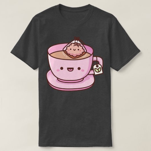 キュートティーバッグとティーカップドードル Tシャツ (デザイン正面)