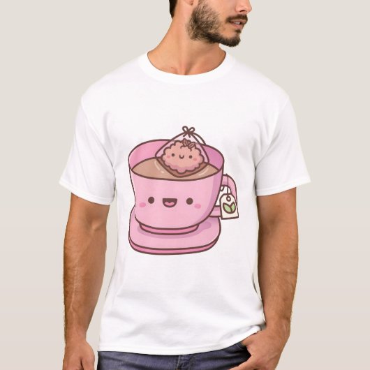 キュートティーバッグ&ティーカップ Tシャツ (正面)