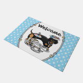 キュートティーパーティーダックスシュント(ブラック&タン)おもしろい犬 ドアマット (アングル)