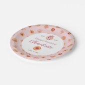 キュートティーパーティーパターンピンク誕生日 ペーパープレート (アングル)