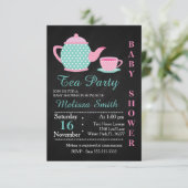 キュートティーパーティーベビーガールシャワー招待状 招待状 (スタンド正面)