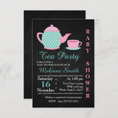キュートティーパーティーベビーガールシャワー招待状 招待状 (正面/裏面)
