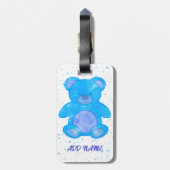 キュートテディベアカスタム文字ブルー ラゲッジタグ (裏面縦)