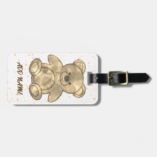 キュートテディベアカスタム文字 ラゲッジタグ (正面横)