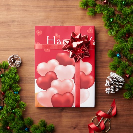 キュートテディベアハッピーバレンタインデー ラッピングペーパー (クリスマスギフト)