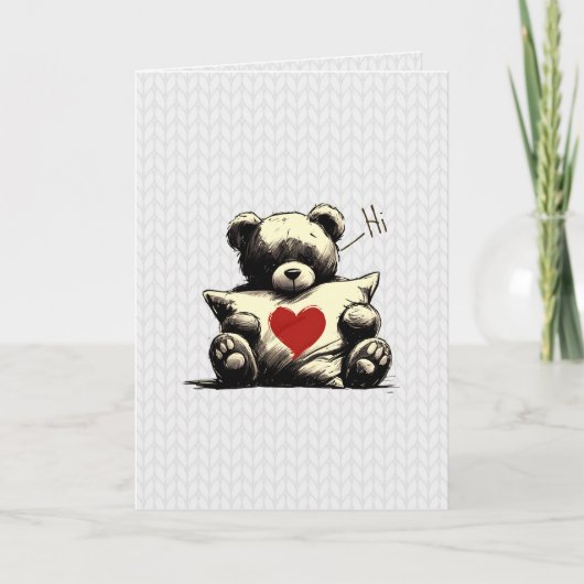 キュートテディベアハート自己悔やみや弔慰 カード (正面)