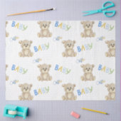 キュートテディベアブルー水玉模様男の赤ちゃん 薄葉紙 (クラフト)