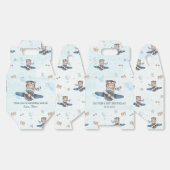 キュートテディベアブルー飛行機ボーイ誕生日新生児 フェイバーボックス (見開き)