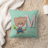 キュートテディベアベビーピンクティール(緑がかった色) クッション (ブランケット)