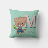 キュートテディベアベビーピンクティール(緑がかった色) クッション (正面)