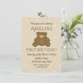 キュートテディベアベビーファースト誕生日招待状 招待状 (スタンド正面)