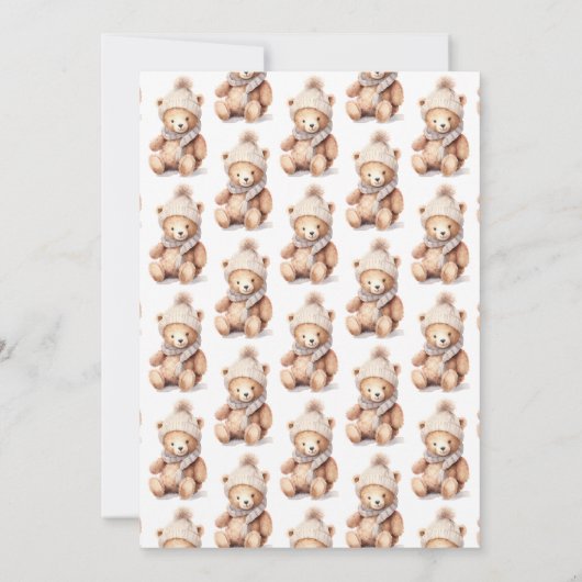 キュートテディベアーウィンター招待状 招待状 (裏面)