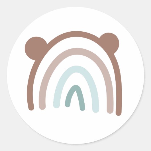 キュートテディベアーズレインボー封筒用シール ラウンドシール (正面)