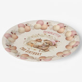 キュートテディベア秋ガール誕生日紙プレート ペーパープレート (アングル)