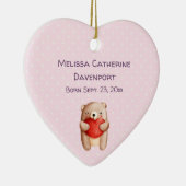 キュートテディベア運ズA赤いハートベビー誕生 セラミックオーナメント (右)