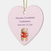 キュートテディベア運ズA赤いハートベビー誕生 セラミックオーナメント (左)