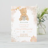 キュートテディ誕生日招待状 招待状 (スタンド正面)