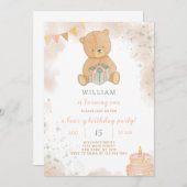 キュートテディ誕生日招待状 招待状 (正面/裏面)