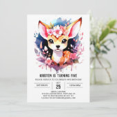 キュートディアウッドランドピンクガール誕生日 招待状 (スタンド正面)