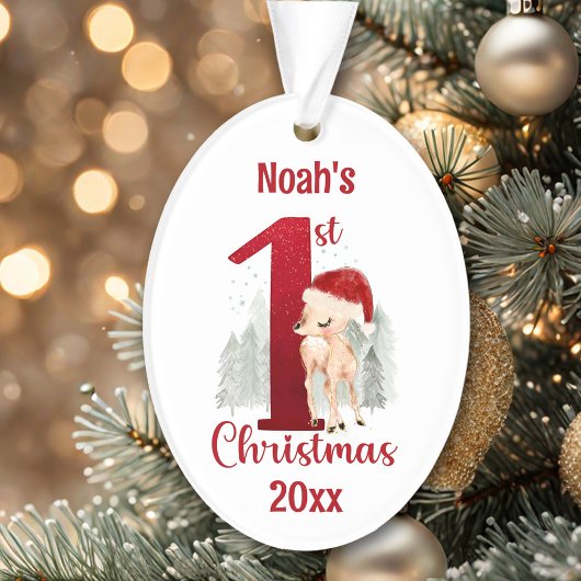 キュートディアサンタハット初めてのクリスマス オーナメント
