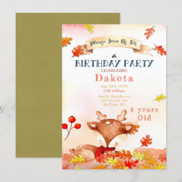 キュートディアー秋秋バースデーパーティ招待状 招待状