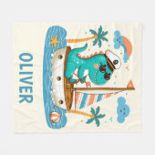 キュートディノトレックス航海のセーリングボートキャプテン フリースブランケット (正面(横))