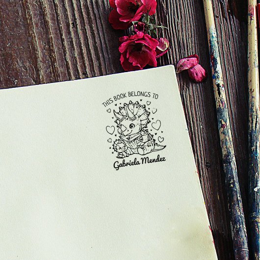 キュートディノママ蔵書票 ラバースタンプ