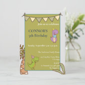 キュートディノラバーズ子供の誕生日パーティの招待状 招待状 (スタンド正面)