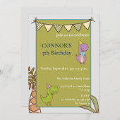 キュートディノラバーズ子供の誕生日パーティの招待状 招待状 (正面/裏面)