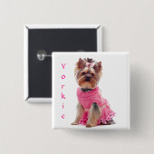 キュートディヴァヨークシャーテリアヨークシャーテリアスクエアピン 缶バッジ (正面&裏面)