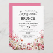 キュートデイジーフローラ婚約ブランチパーティー 招待状 (正面/裏面)