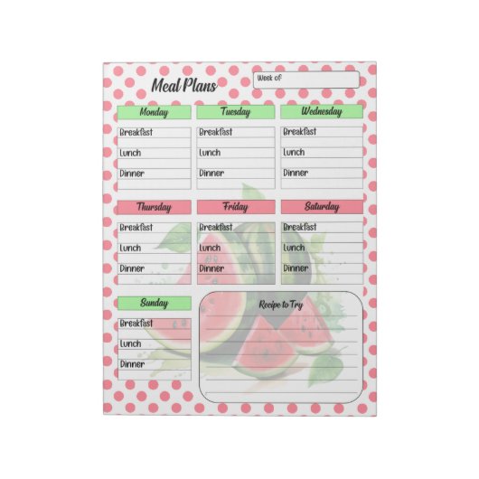 キュートデイリーマウスピニングスイカの食事プランナー ノートパッド (回転)