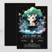 キュートデジタルタイガー誕生日 招待状 (正面/裏面)