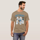 キュートデトロイトサッカー幽霊ハロウィーンデザイン Tシャツ (正面フル)