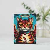 キュートデビルエンジェル子猫ウィングス漫画ブックスタイル ポストカード (スタンド正面)