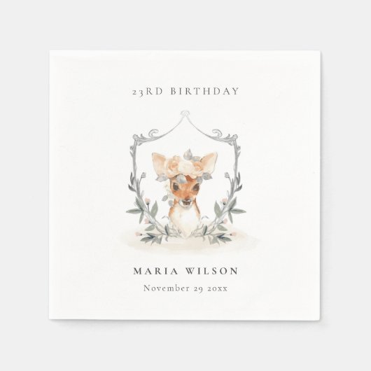 キュートデュスキーディアーフローラクレストany age誕生日 スタンダードカクテルナプキン (正面)