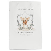 キュートデュスキーディアーフローラクレストany age誕生日 ミディアムペーパーバッグ (正面)